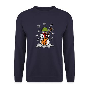 Snowman Guitar - white outline - Unisex Sweatshirt - navy - Front - Alina (178cm) & Michal (187cm)