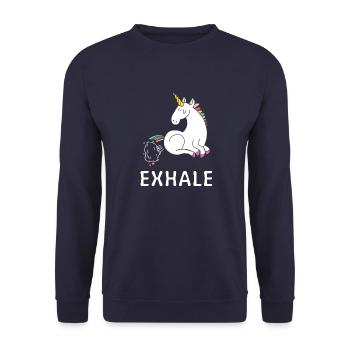 Exhale Unicorn - Unisex Sweatshirt - navy - Front - Alina (178cm) & Michal (187cm)