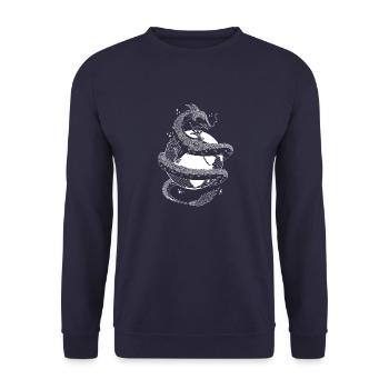White Star Dragon - Cosmic Dragon - Unisex Sweatshirt - navy - Front - Alina (178cm) & Michal (187cm)
