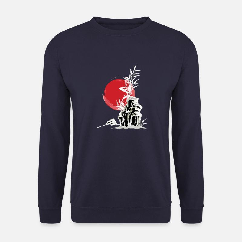 Japan Asien Bambus Sonne Kanji einfach Natur - Unisex Pullover - Navy