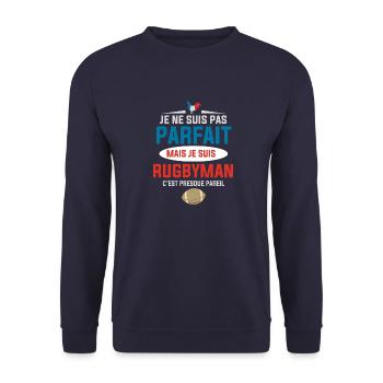Rugbyman Parfait France Rugby Homme - Sweat-shirt Unisexe - marine - Devant - Alina (178cm) & Michal (187cm)