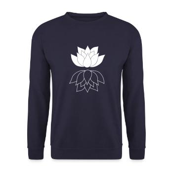 Lotus mit Spiegelbild - Unisex Pullover - Navy - Vorne - Alina (178cm) & Michal (187cm)