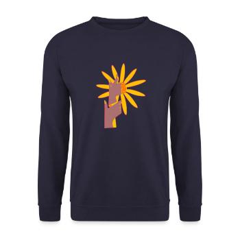 Blumige Hände - Unisex Pullover - Navy - Vorne - Alina (178cm) & Michal (187cm)