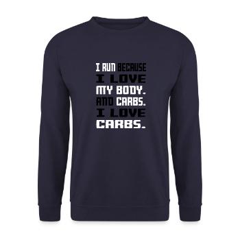 Marathon Triathlon Running Jogging Biking Cycling - Unisex Sweatshirt - navy - Front - Alina (178cm) & Michal (187cm)