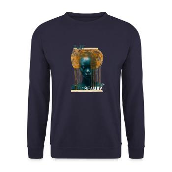 Blue Beauty | Modern Art | Beautiful woman in blue - Unisex Sweatshirt - navy - Front - Alina (178cm) & Michal (187cm)