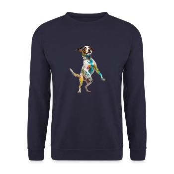 Funny dog having fun with dog lover - Unisex Sweatshirt - navy - Front - Alina (178cm) & Michal (187cm)