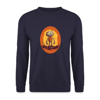Robot - Unisex Pullover - Navy - Vorne - Alina (178cm) & Michal (187cm)