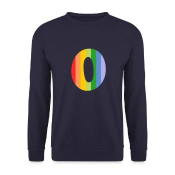 Buchstabe oder Regenbogen - Unisex Pullover - Navy - Vorne - Alina (178cm) & Michal (187cm)