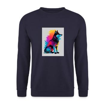 Un chien loup silhoutte coloré. Beau chien loup - Sweat-shirt Unisexe - marine - Devant - Alina (178cm) & Michal (187cm)