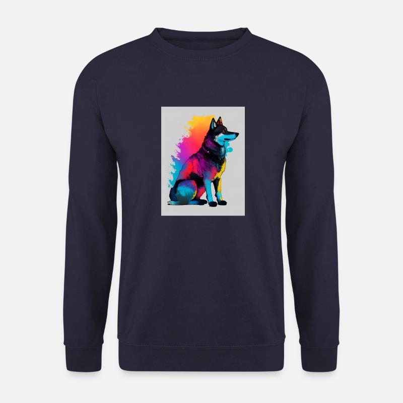 Ein Hund Wolf silhoutte bunt. schöner Hund wölf - Unisex Pullover - Navy