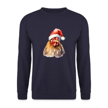Poule avec bonnet de Noel poulet coq t shirt mug - Sweat-shirt Unisexe - marine - Devant - Alina (178cm) & Michal (187cm)
