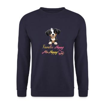 Dog Family Happy Me Happy - Unisex Sweatshirt - navy - Front - Alina (178cm) & Michal (187cm)