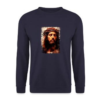 jesus bible christian religion christian cross christian - Unisex Sweatshirt - navy - Front - Alina (178cm) & Michal (187cm)