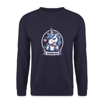 Grumpycorn - Unisex Pullover - Navy - Vorne - Alina (178cm) & Michal (187cm)