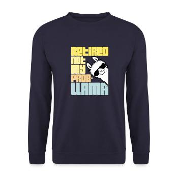 Nicht mein Prob Lama Ruhestand Prob-Llama im Ruhestand - Unisex Pullover - Navy - Vorne - Alina (178cm) & Michal (187cm)
