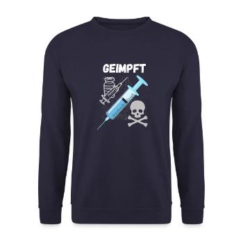 Vaccinated - Unisex Sweatshirt - navy - Front - Alina (178cm) & Michal (187cm)
