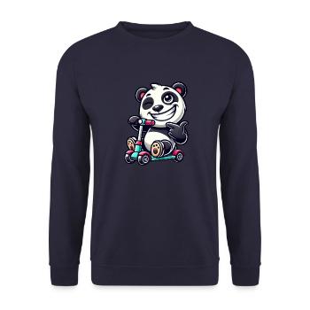 Panda Roller Scooter Dessin animé Cool - Sweat-shirt Unisexe - marine - Devant - Alina (178cm) & Michal (187cm)