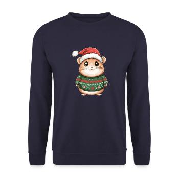 Hamster Weihnachten Comic - Unisex Pullover - Navy - Vorne - Alina (178cm) & Michal (187cm)