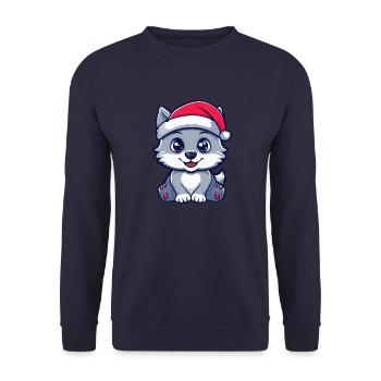 Loup Noël Mignon - Sweat-shirt Unisexe - marine - Devant - Alina (178cm) & Michal (187cm)