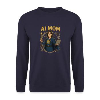 AI MOM Classy - Unisex Pullover - Navy - Vorne - Alina (178cm) & Michal (187cm)