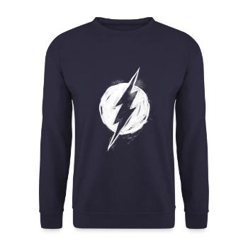 DC Comics Justice League The Flash Logo - Unisex Pullover - Navy - Vorne - Alina (178cm) & Michal (187cm)