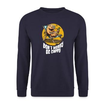 Don't worry be Cappy - Capybara - Holiday - Unisex Sweatshirt - navy - Front - Alina (178cm) & Michal (187cm)
