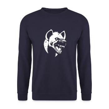 Minimalistische Hyäne Silhouette Brüllend - Unisex Pullover - Navy - Vorne - Alina (178cm) & Michal (187cm)