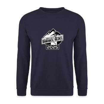 Route des Grandes Alpes Sticker | black | 2025 - Unisex Sweatshirt - navy - Front - Alina (178cm) & Michal (187cm)
