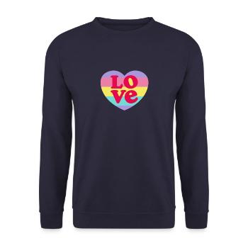 LOVE rainbow heart - Unisex Sweatshirt - navy - Front - Alina (178cm) & Michal (187cm)