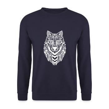 Wolf - Unisex Sweatshirt - navy - Front - Alina (178cm) & Michal (187cm)