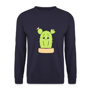 Kawaii Cactus Kawaii Plant Kawaii Succulents - Unisex Sweatshirt - navy - Front - Alina (178cm) & Michal (187cm)