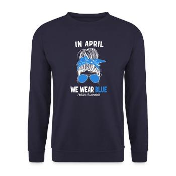 En avril, nous portons Blue Autism Awareness - Sweat-shirt Unisexe - marine - Devant - Alina (178cm) & Michal (187cm)