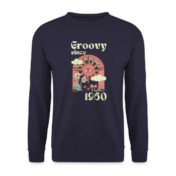 Groovy since 1960 with retro graphics - Unisex Sweatshirt - navy - Front - Alina (178cm) & Michal (187cm)