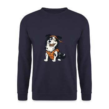 Border Collie Hund Halloween Lustig Zombie - Unisex Pullover - Navy - Vorne - Alina (178cm) & Michal (187cm)