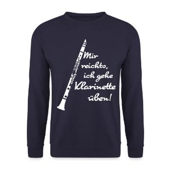 Mir reichts, ich gehe Klarinette üben! (weiss) - Unisex Pullover - Navy - Vorne - Alina (178cm) & Michal (187cm)