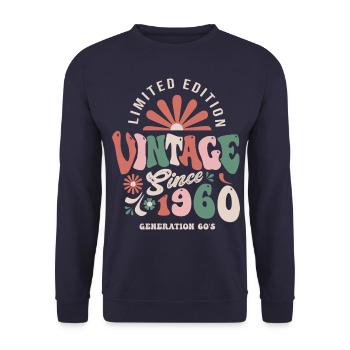 1960 Jubiläum Jahrgang 1960 - Unisex Pullover - Navy - Vorne - Alina (178cm) & Michal (187cm)