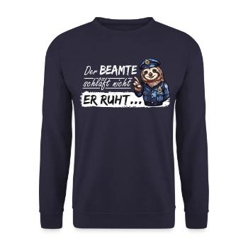 Polizei Polizist Spruch Faultier Schlaf Beamter - Unisex Pullover - Navy - Vorne - Alina (178cm) & Michal (187cm)