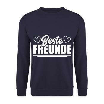Beste Freunde Freundschaft - Unisex Pullover - Navy - Vorne - Alina (178cm) & Michal (187cm)