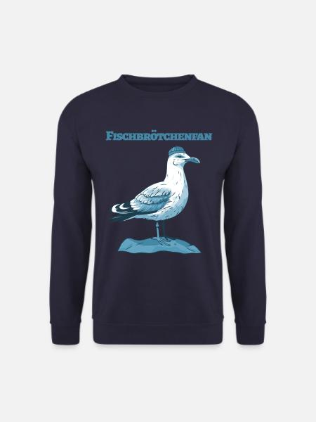 Fischbrötchen Fresser die lustige Möwe mit Fisch - Unisex Pullover - Navy
