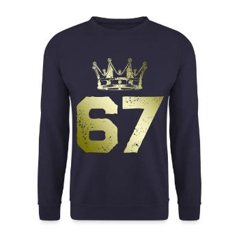 67 Number crown - Unisex Sweatshirt - navy - Front - Alina (178cm) & Michal (187cm)