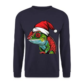 Tête d’animal de Noël caméléon - Sweat-shirt Unisexe - marine - Devant - Alina (178cm) & Michal (187cm)