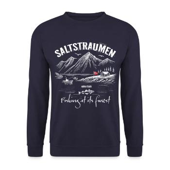 Norway - Saltstraumen - Fishing at its finest - Unisex Sweatshirt - navy - Front - Alina (178cm) & Michal (187cm)