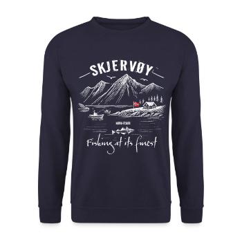 Norway - SKJERVØY - Fishing at its finest - Unisex Sweatshirt - navy - Front - Alina (178cm) & Michal (187cm)