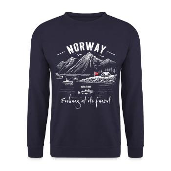 Fishing at its finest - Norway - Unisex Sweatshirt - navy - Front - Alina (178cm) & Michal (187cm)