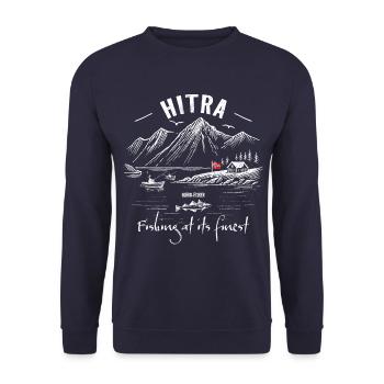 Fishing at its finest - Hitra - Norway - Unisex Sweatshirt - navy - Front - Alina (178cm) & Michal (187cm)