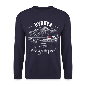 Fishing at its finest - Dyrøya - Norway - Unisex Sweatshirt - navy - Front - Alina (178cm) & Michal (187cm)