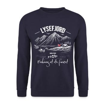 Fishing at its finest - Lysefjord - Norway - Unisex Sweatshirt - navy - Front - Alina (178cm) & Michal (187cm)