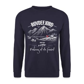 Fishing at its finest - Rovdefjord - Norway - Unisex Sweatshirt - navy - Front - Alina (178cm) & Michal (187cm)