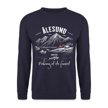 Fishing at its finest - Ålesund - Norway - Unisex Sweatshirt - navy - Front - Alina (178cm) & Michal (187cm)