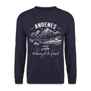 Fishing at its finest - Andenes - Norway - Unisex Sweatshirt - navy - Front - Alina (178cm) & Michal (187cm)